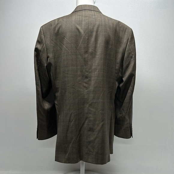Peter Millar Suit Jacket Blazer Sports Coat Plaid Wool Tan Brown Mens Size 42R - Picture 5 of 11